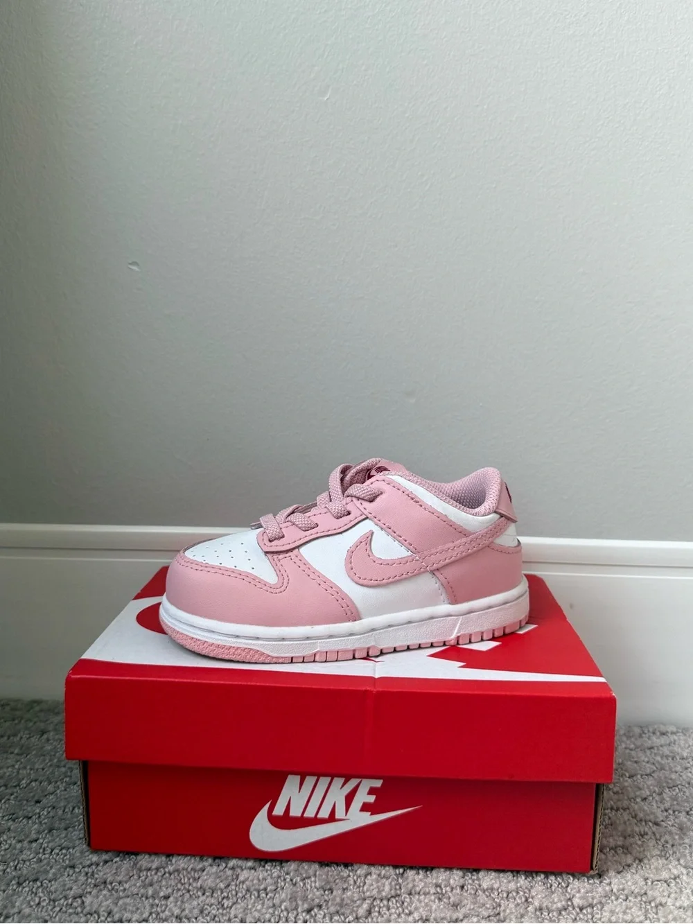 Nike Kids Pink and White Low-Top Sneaker